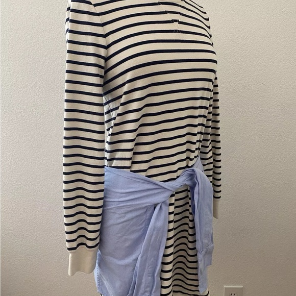 Veronica Beard Laszlo Long Sleeve Striped Crew Neck Tie Waist Size S - Picture 7 of 10